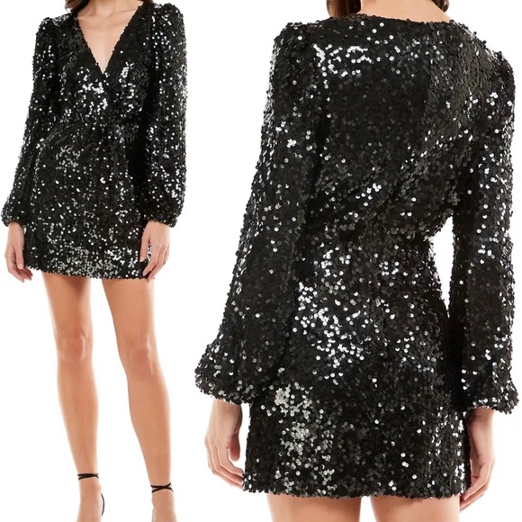 WAYF × Emma Rose Carrie Sequin Long Sleeve Minidress, Small - Picture 3 of 7